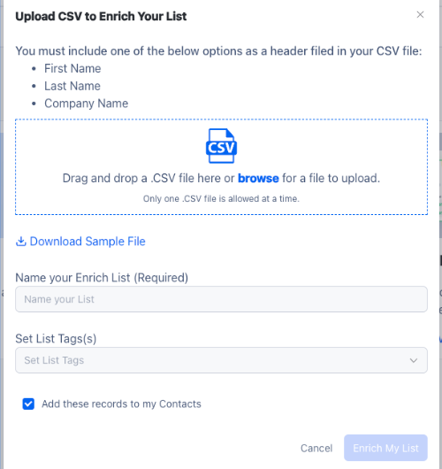How to Upload CSV to Enrich Your Job Changes List
